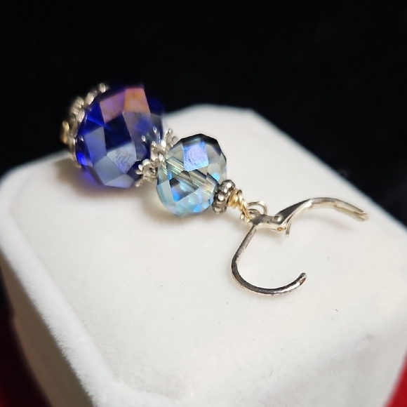 Dazzling Silver and Blue Drop Earrings - Picture 8 of 16